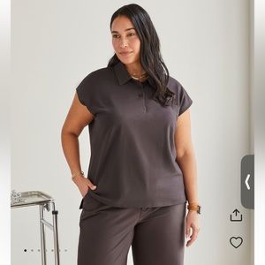 FIGS Pro Pique Drop Shoulder Polo Willow